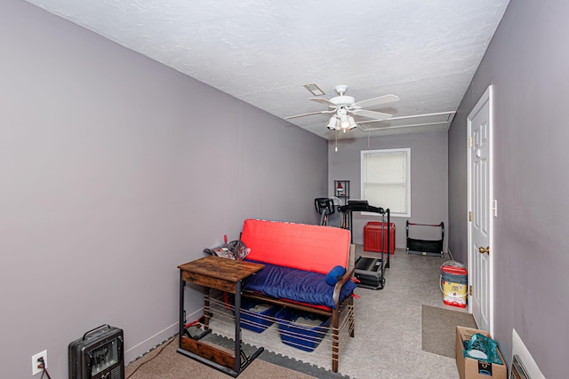 3005 Meghann Dr, Columbia, MO 65203 - bedroom featuring a textured ceiling, attic access, a ceiling fan, baseboards, and heating unit