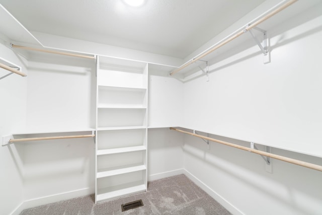 spacious closet with carpet flooring and visible vents