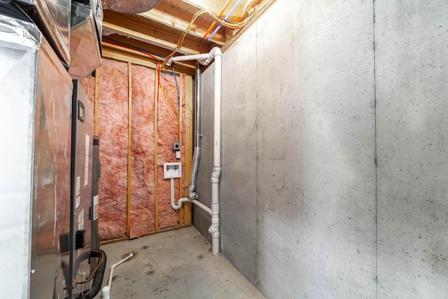 unfinished below grade area with heating unit
