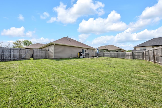 view of yard featuring a fenced backyard