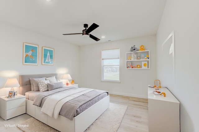 820 Angels Rest Way, Columbia, MO 65203 - bedroom featuring recessed lighting, ceiling fan, baseboards, and light wood finished floors