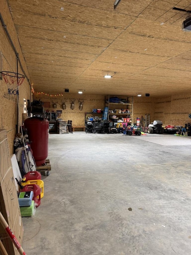 garage with a garage door opener