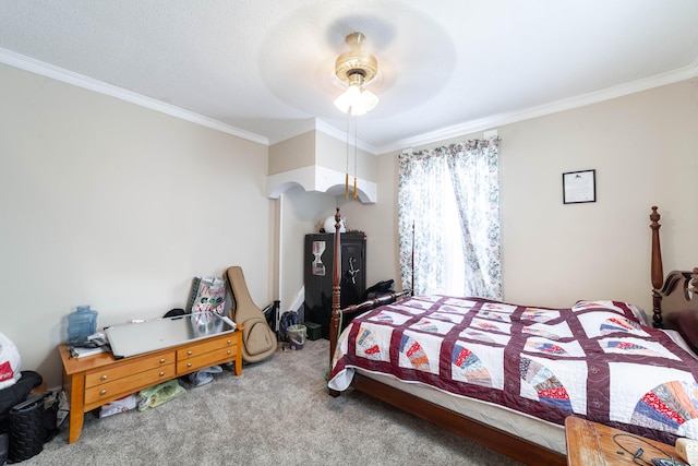 207 Lucky St, Fayette, MO 65248 - bedroom with crown molding, ceiling fan, and carpet floors