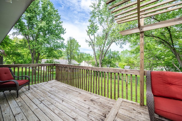 deck featuring a yard