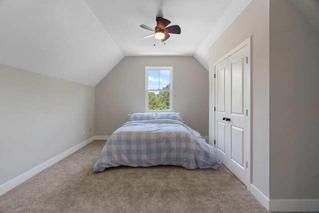 4520 County Road 1245, Moberly, MO 65270 - carpeted bedroom featuring a ceiling fan, baseboards, and lofted ceiling