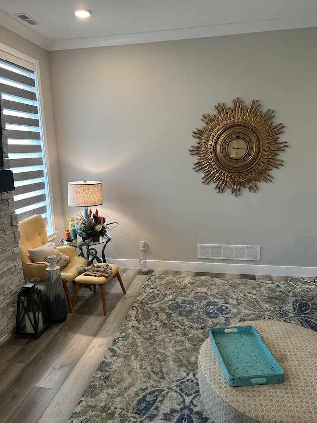 1001 Shore Acres Loop, Columbia, MO 65201 - sitting room with wood finished floors, ornamental molding, and baseboards