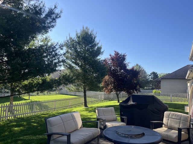 view of patio / terrace featuring an outdoor hangout area and grilling area