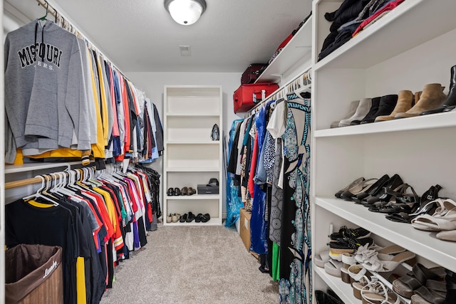 spacious closet with carpet flooring