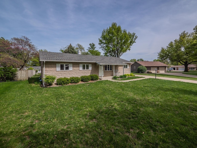 ranch-style house with driveway and a porch