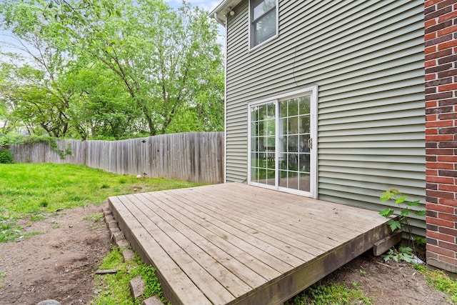 wooden deck featuring a fenced backyard