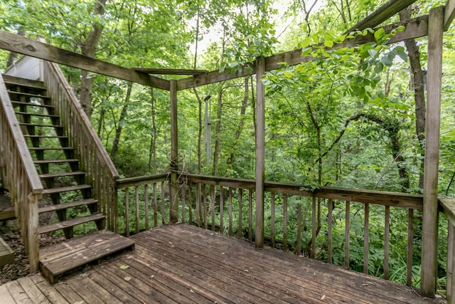 2105 Oak Point Ct, Columbia, MO 65203 - deck with stairs and a wooded view