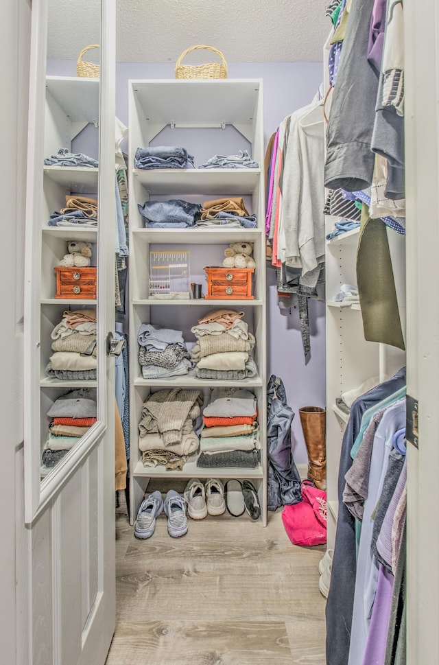 spacious closet featuring wood finished floors