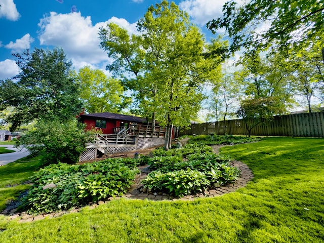 view of yard featuring a deck