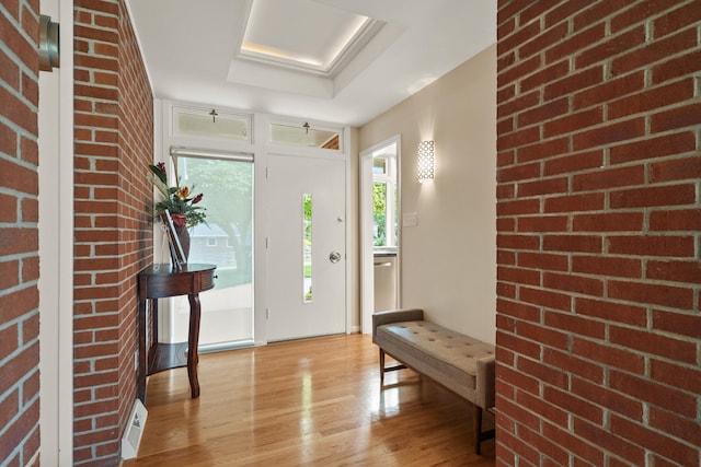 entryway with light wood-style flooring
