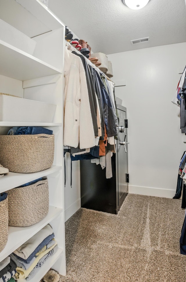 spacious closet with carpet flooring