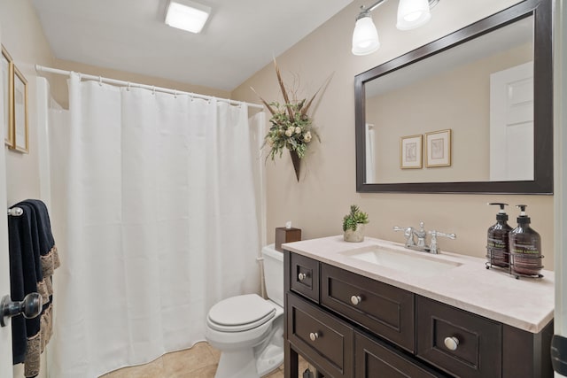 4700 E Deer Noll Rd, Columbia, MO 65201 - full bath with toilet, vanity, tile patterned floors, and curtained shower