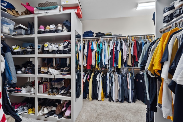 walk in closet featuring carpet