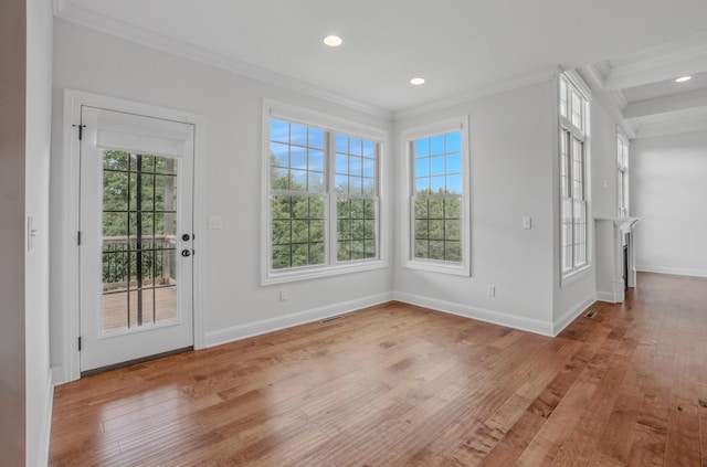 5300 Perche Pointe Pl, Columbia, MO 65203 - unfurnished room with ornamental molding, hardwood / wood-style flooring, baseboards, and recessed lighting