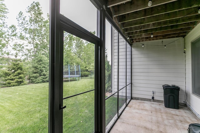 view of unfurnished sunroom