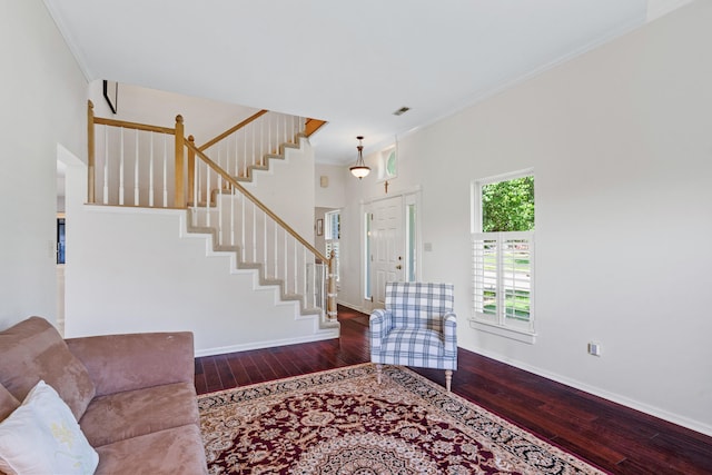 3605 Scottson Way, Columbia, MO 65203 - foyer with hardwood / wood-style floors, stairs, crown molding, and baseboards