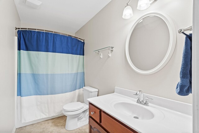 3605 Scottson Way, Columbia, MO 65203 - full bathroom with vanity, toilet, a shower with shower curtain, and tile patterned flooring