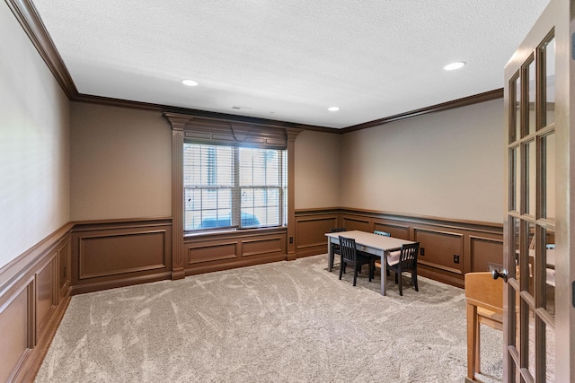 4710 Winding Wood Ct, Columbia, MO 65203 - game room featuring ornamental molding, a decorative wall, carpet, wainscoting, and recessed lighting