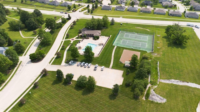 4710 Winding Wood Ct, Columbia, MO 65203 - aerial view of property and surrounding area featuring a pool area and nearby suburban area