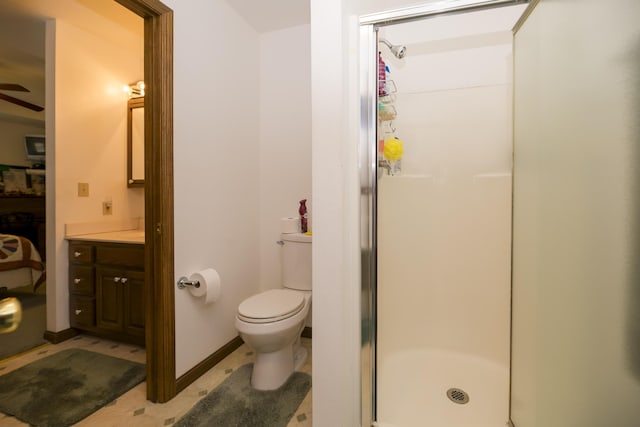705 Redwood Dr, Ashland, MO 65010 - full bathroom featuring a stall shower, toilet, and vanity
