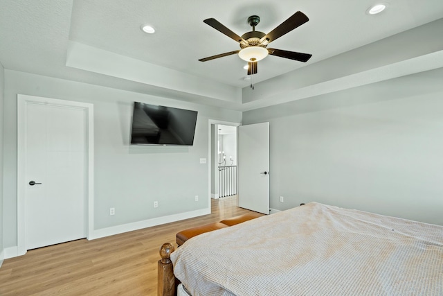 540 Angels Rest Way, Columbia, MO 65203 - bedroom with light wood-style floors, baseboards, recessed lighting, and ceiling fan
