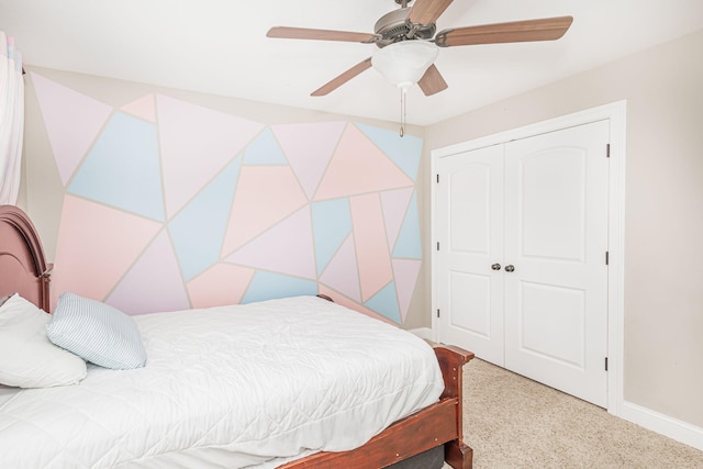 4105 Astoria Way, Columbia, MO 65203 - bedroom featuring baseboards, a closet, ceiling fan, and carpet