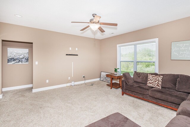 4105 Astoria Way, Columbia, MO 65203 - living area with a ceiling fan, carpet flooring, and baseboards