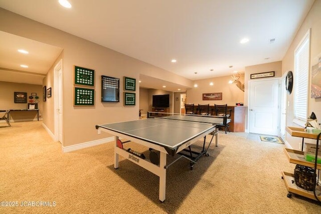 1200 Choctaw Ridge Dr, Holts Summit, MO 65043 - recreation room featuring light carpet, recessed lighting, and baseboards