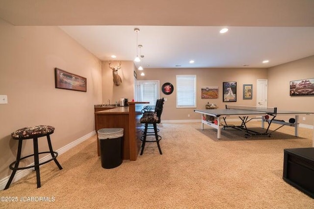 1200 Choctaw Ridge Dr, Holts Summit, MO 65043 - rec room featuring light colored carpet, baseboards, and recessed lighting