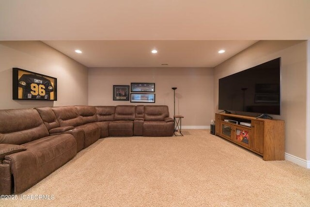1200 Choctaw Ridge Dr, Holts Summit, MO 65043 - living room with light carpet, recessed lighting, and baseboards