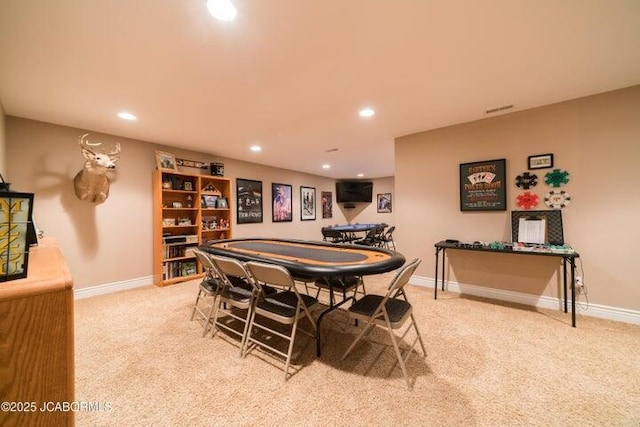 1200 Choctaw Ridge Dr, Holts Summit, MO 65043 - rec room featuring light carpet, recessed lighting, and baseboards