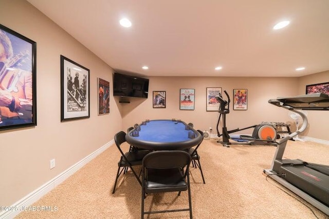 1200 Choctaw Ridge Dr, Holts Summit, MO 65043 - recreation room featuring light carpet, recessed lighting, and baseboards
