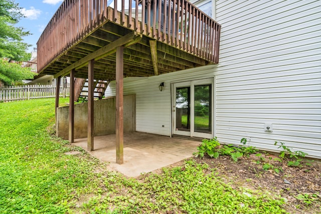 2313 Katy Ln, Columbia, MO 65203 - view of patio featuring a deck and stairs