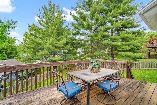 2313 Katy Ln, Columbia, MO 65203 - wooden deck featuring outdoor dining area