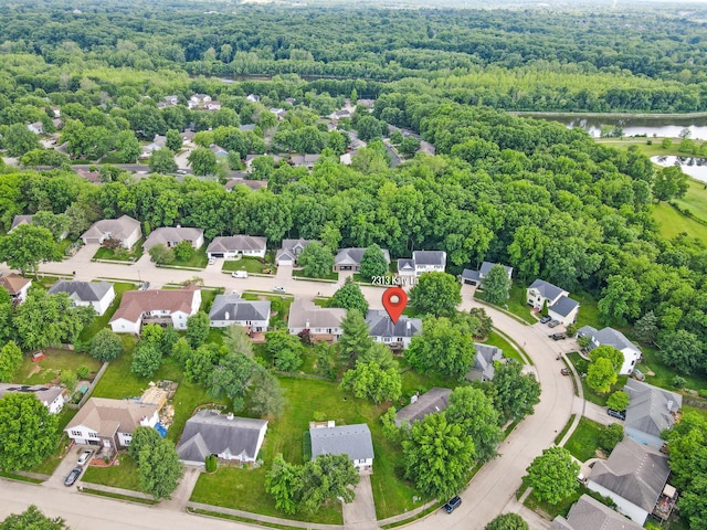 2313 Katy Ln, Columbia, MO 65203 - aerial view of residential area featuring a large body of water and a forest