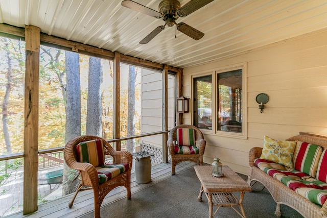 2512 Cimarron Dr, Columbia, MO 65203 - sunroom featuring a ceiling fan