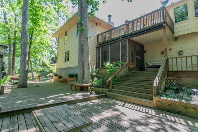 2512 Cimarron Dr, Columbia, MO 65203 - wooden terrace with a sunroom and stairs