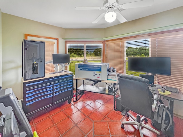 7495 E Schooler Rd, Centralia, MO 65240 - office featuring tile patterned flooring and a ceiling fan