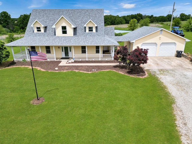 7495 E Schooler Rd, Centralia, MO 65240 - view of front of home featuring a shingled roof, driveway, covered porch, and a front yard