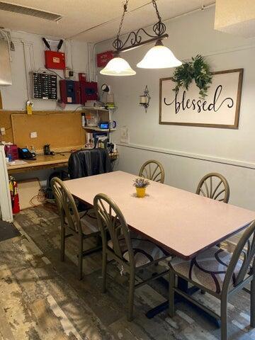 dining space featuring a workshop area
