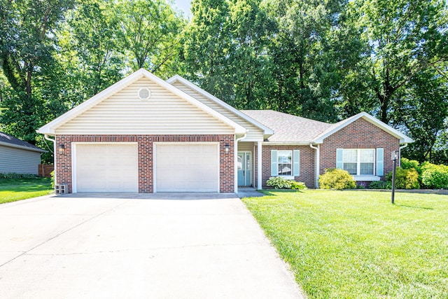 1050 Azoros Dr, Columbia, MO 65203 - single story home featuring brick siding, driveway, a front lawn, and a garage