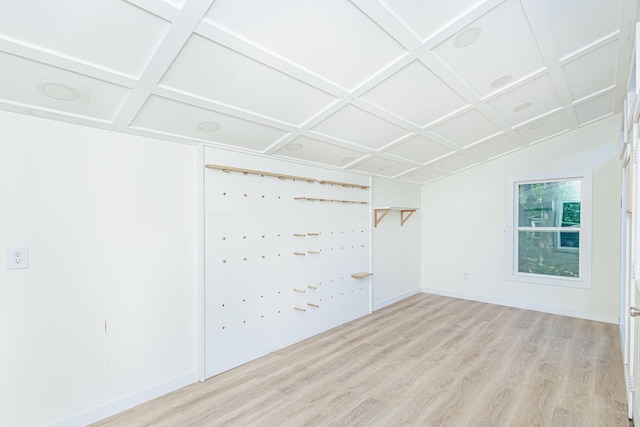 1050 Azoros Dr, Columbia, MO 65203 - unfurnished room with light wood-style flooring, baseboards, and coffered ceiling