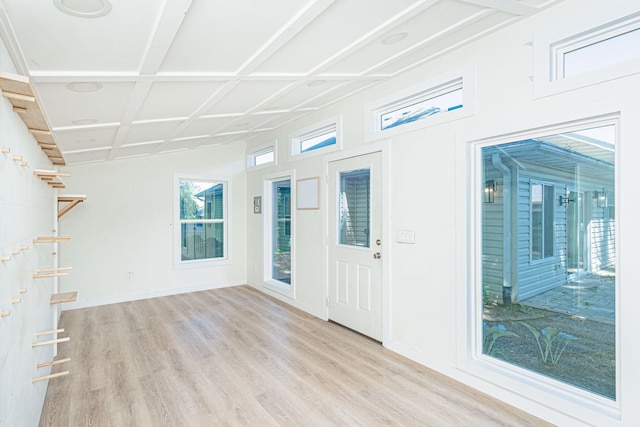 1050 Azoros Dr, Columbia, MO 65203 - entryway with light wood-style floors, coffered ceiling, and baseboards