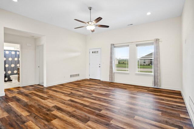 5111 Democracy Dr, Ashland, MO 65010 - empty room featuring wood finished floors, ceiling fan, baseboards, and recessed lighting