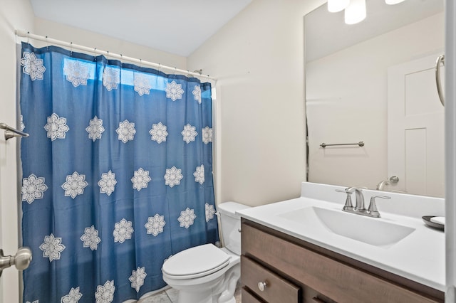 5111 Democracy Dr, Ashland, MO 65010 - bathroom featuring toilet, vanity, and a shower with shower curtain
