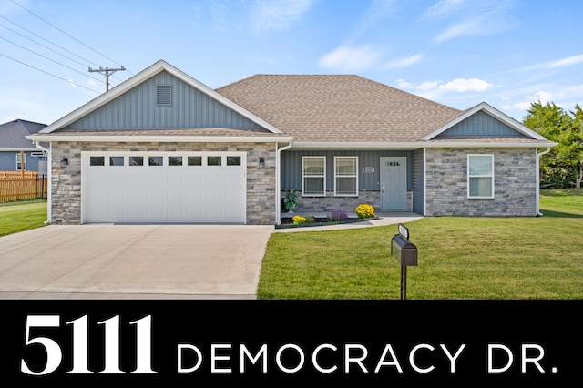 5111 Democracy Dr, Ashland, MO 65010 - craftsman house with stone siding, board and batten siding, and a front yard